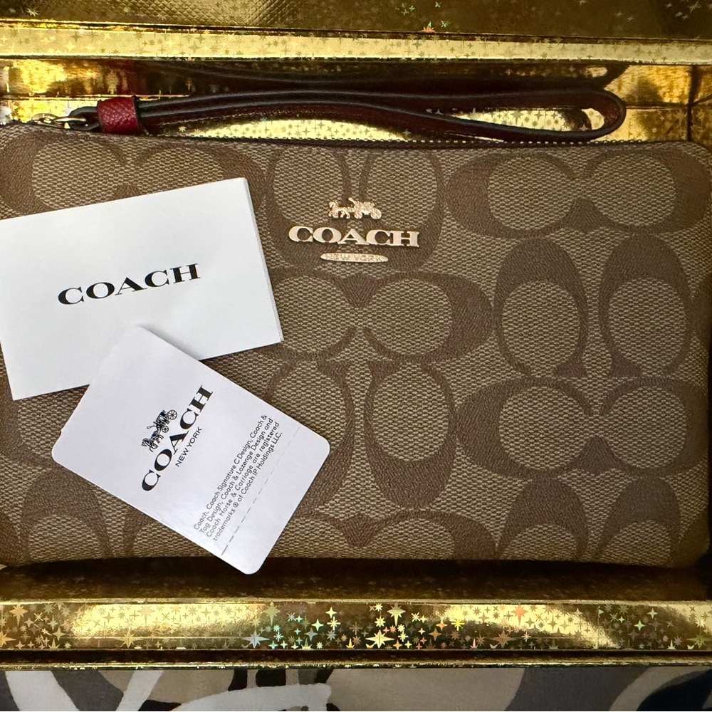 Coach Brown Signature Wristlet